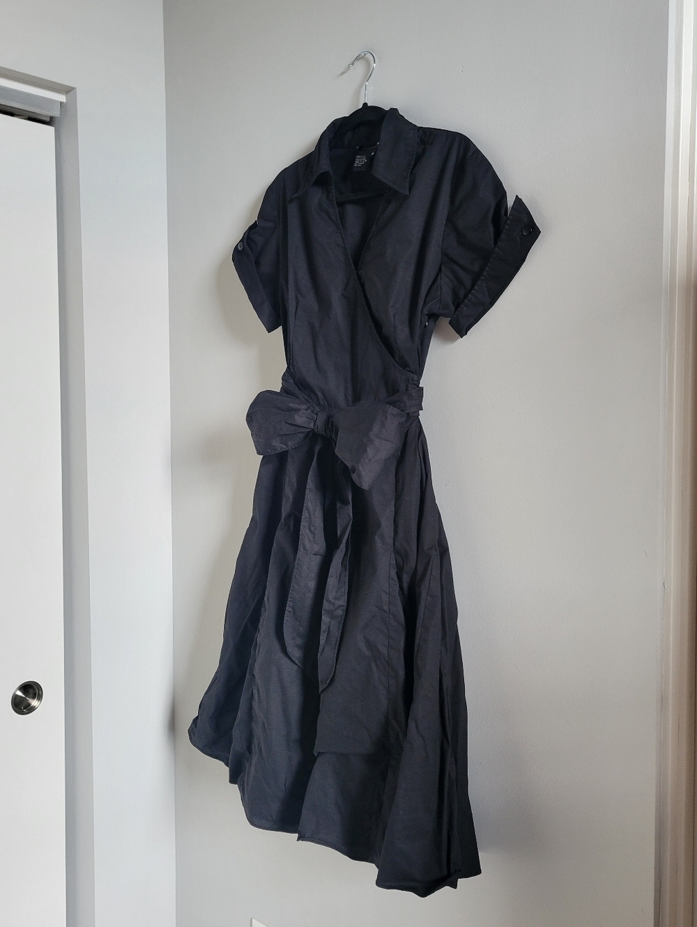 Sandro Sportswear Wrap Fit & Flair Black Dress Womens Size 16 (L/XL) - Picture 2 of 16